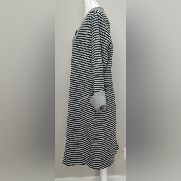 Soft Surroundings Chill Time dress cotton grey gray white long sleeve cozy comfy - Picture 4 of 11